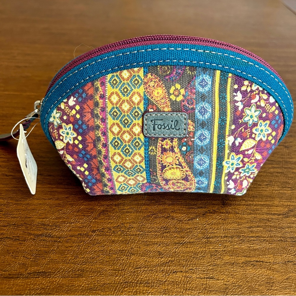 NWT Fossil Fabric Makeup/Pencil Bag/Purse